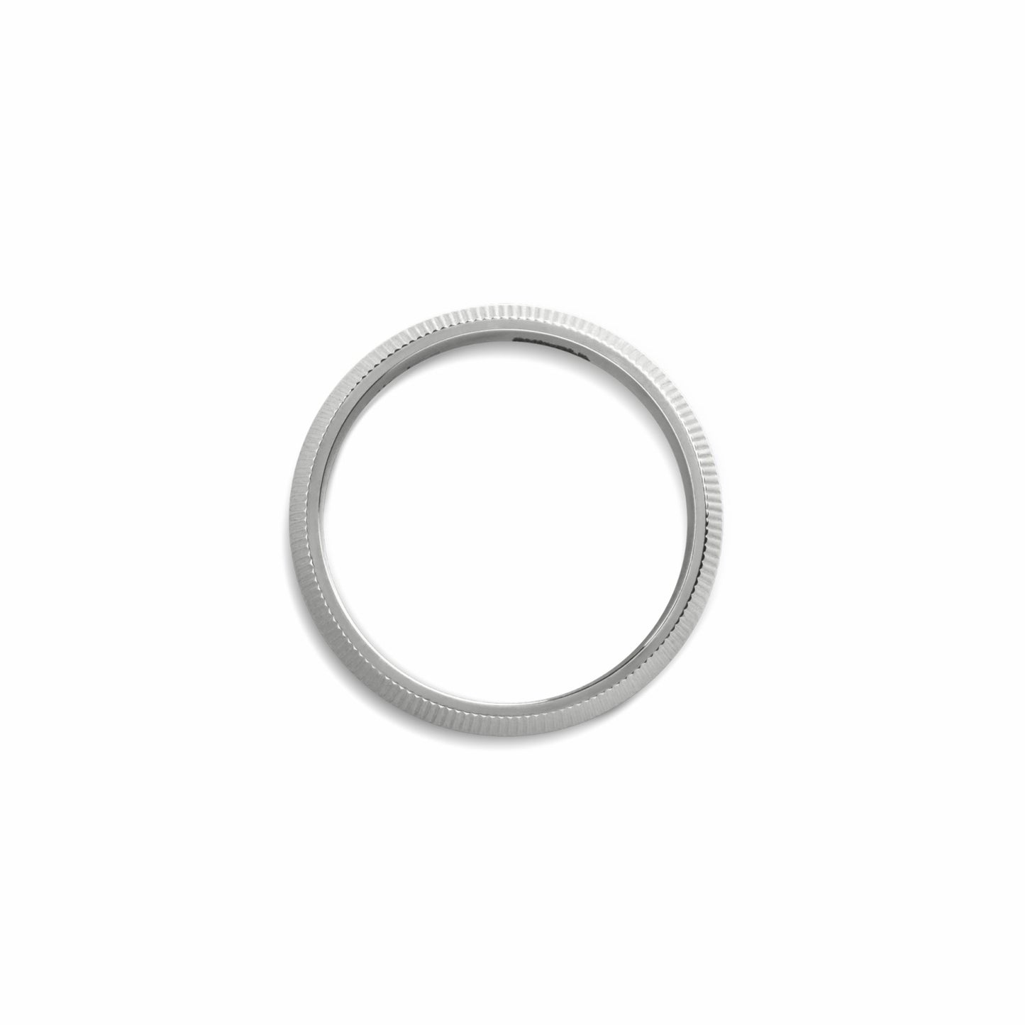 Shinola 4mm Textured Beveled White Gold Band