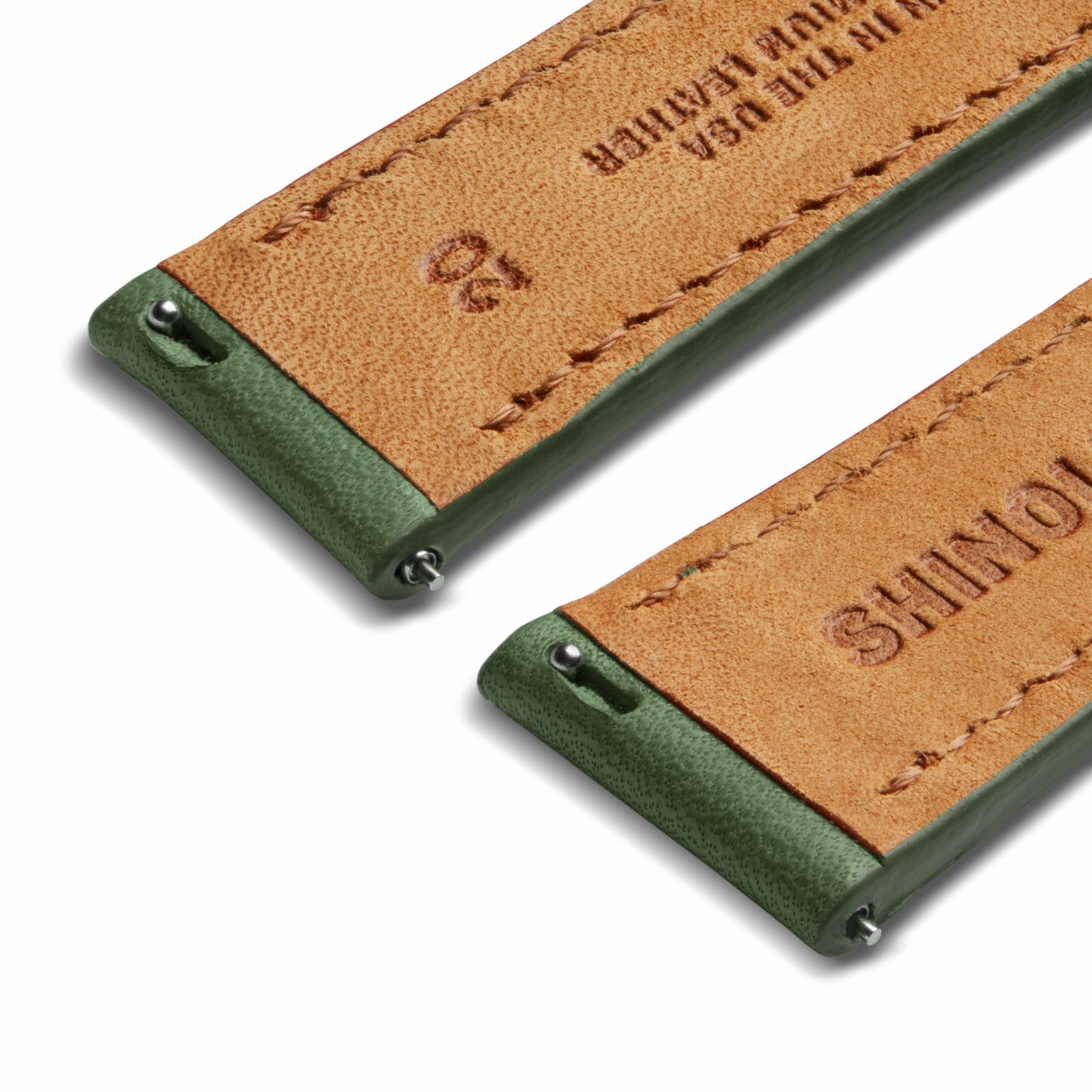 Shinola 20mm Green Leather Watch Strap - Green