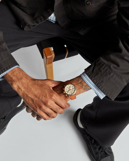 Shinola Runwell Chronograph Watch - Tan Leather Strap