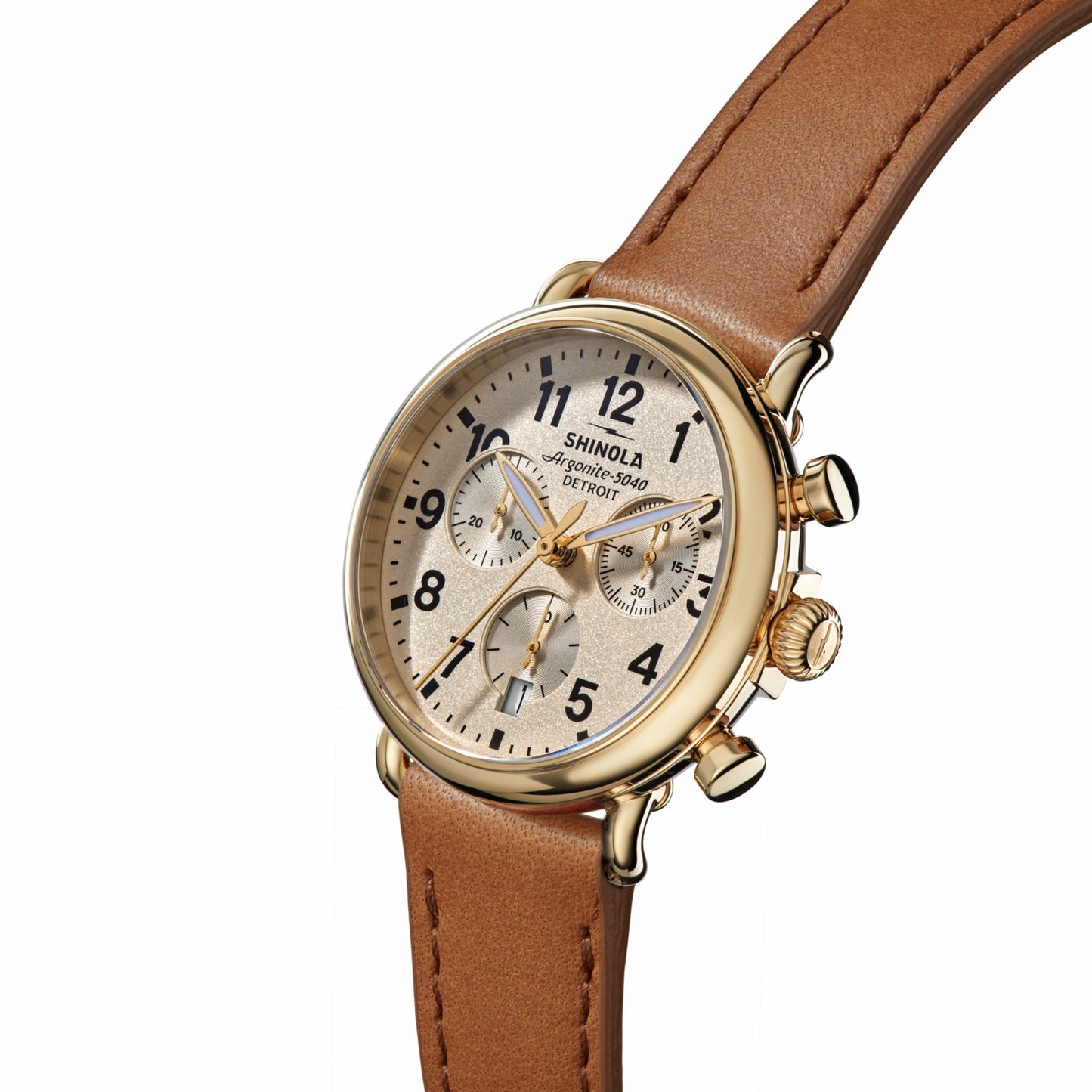 Shinola Runwell Chronograph Watch - Tan Leather Strap