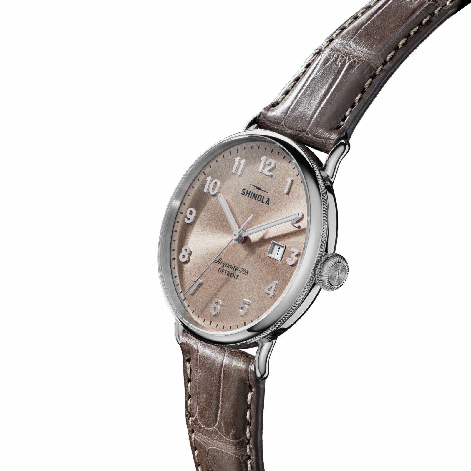 Shinola Canfield Watch - Gray Brown Alligator Strap