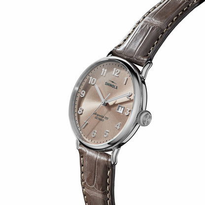 Shinola Canfield Watch - Gray Brown Alligator Strap
