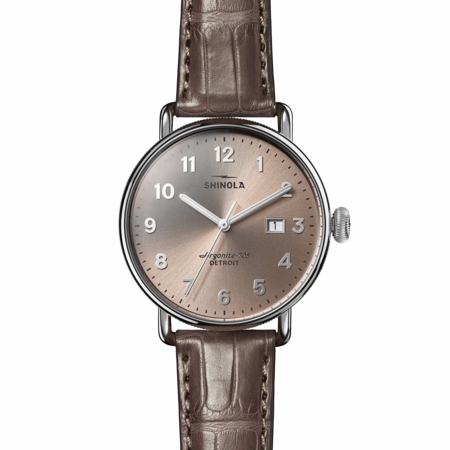 Shinola Canfield Watch - Gray Brown Alligator Strap