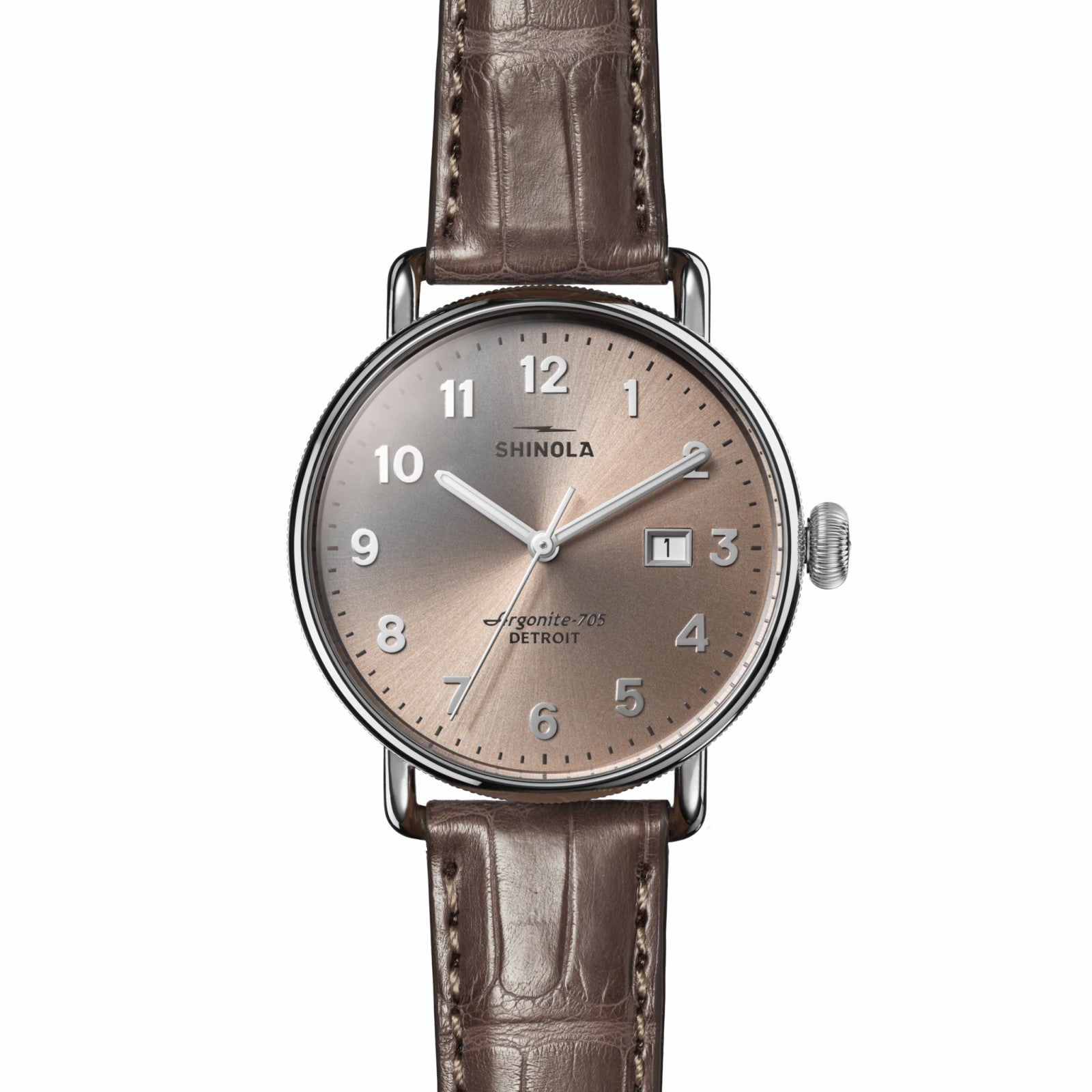Shinola Canfield Watch - Gray Brown Alligator Strap