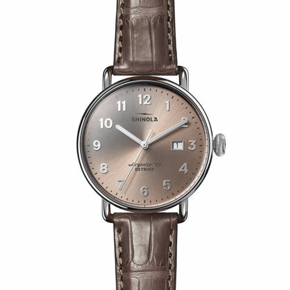 Shinola Canfield Watch - Gray Brown Alligator Strap