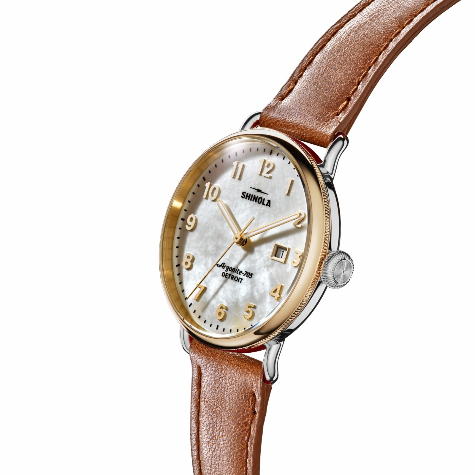 Shinola Canfield Watch - MOP Tan Leather Strap