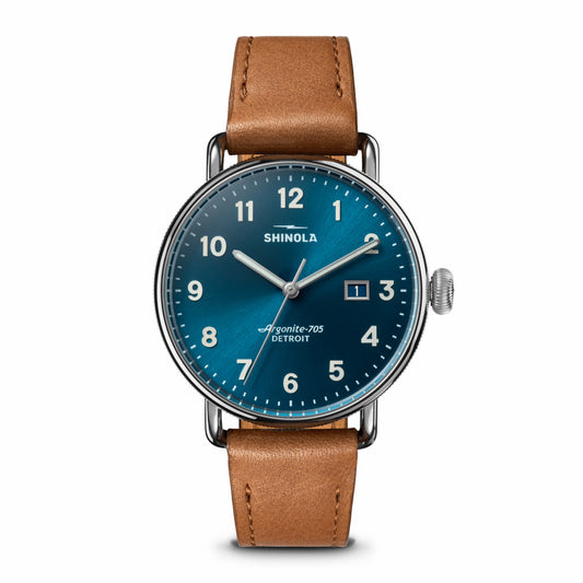 Shinola Canfield Watch - Blue Tan Leather Strap