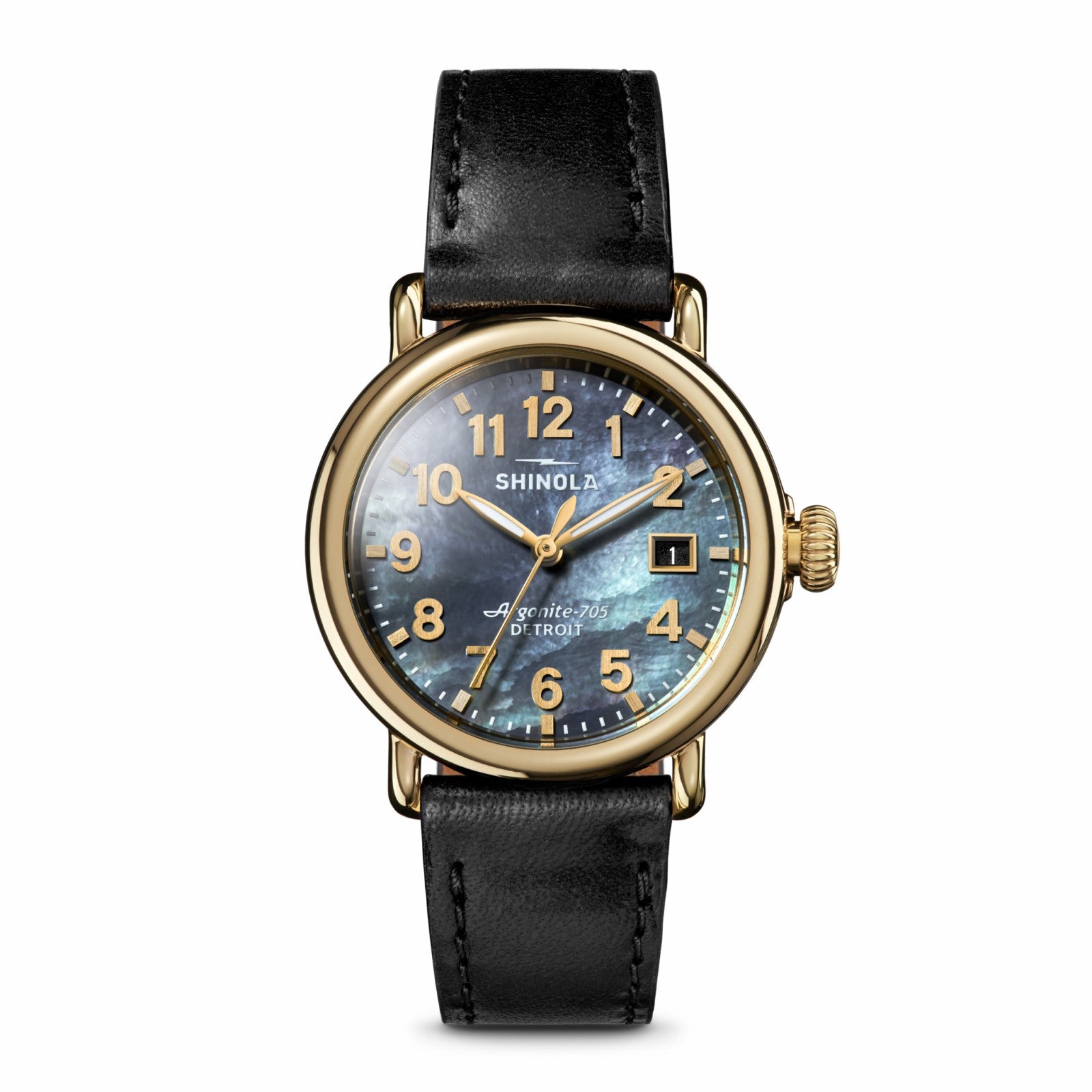 Shinola Runwell Watch - MOP Black Leather Strap