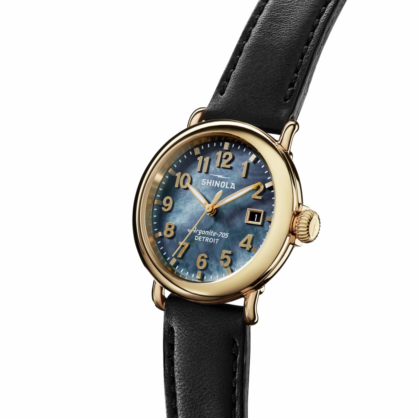 Shinola Runwell Watch - MOP Black Leather Strap