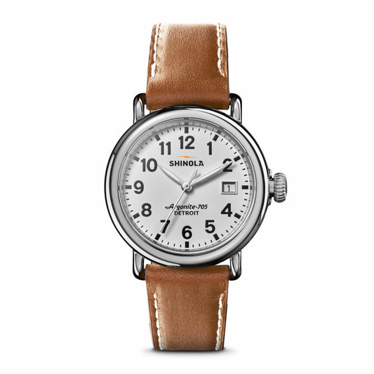 Shinola Runwell Watch - White Tan Leather Strap