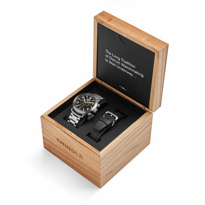 Shinola Runwell Chronograph West Wind Watch Gift Set with Additional Strap - B