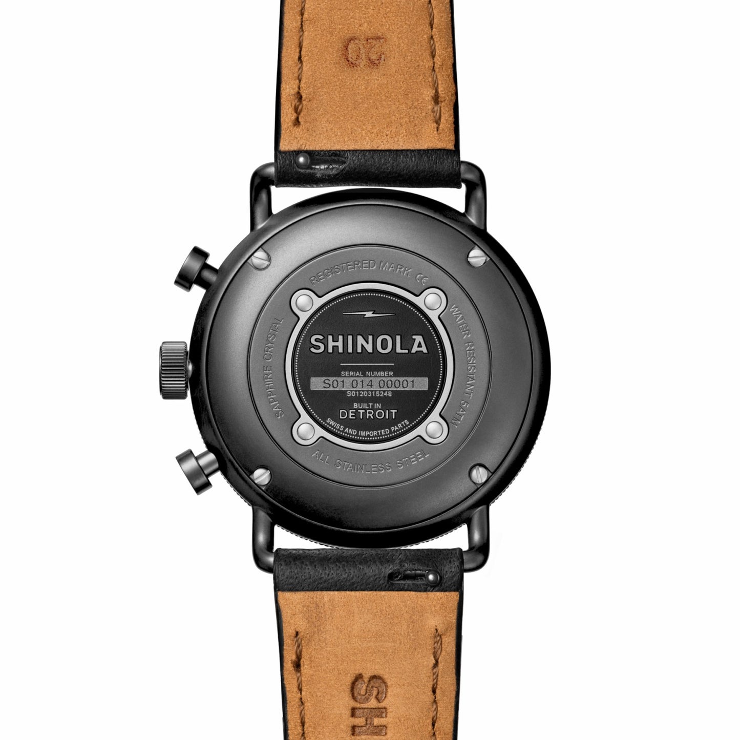 Shinola Canfield Sport Chronograph Watch - Black Leather Strap