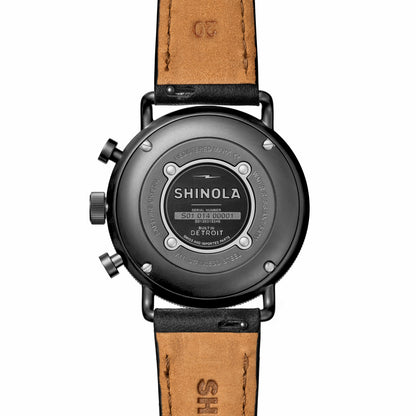 Shinola Canfield Sport Chronograph Watch - Black Leather Strap