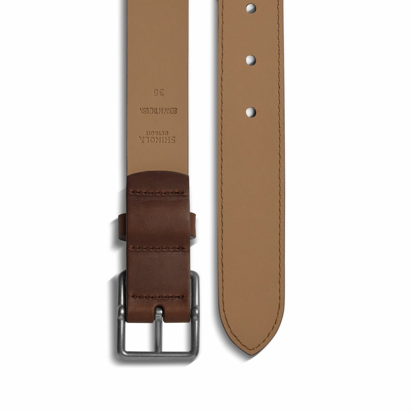 Shinola 1 1/4" Center Bar Buckle Belt - Medium Brown