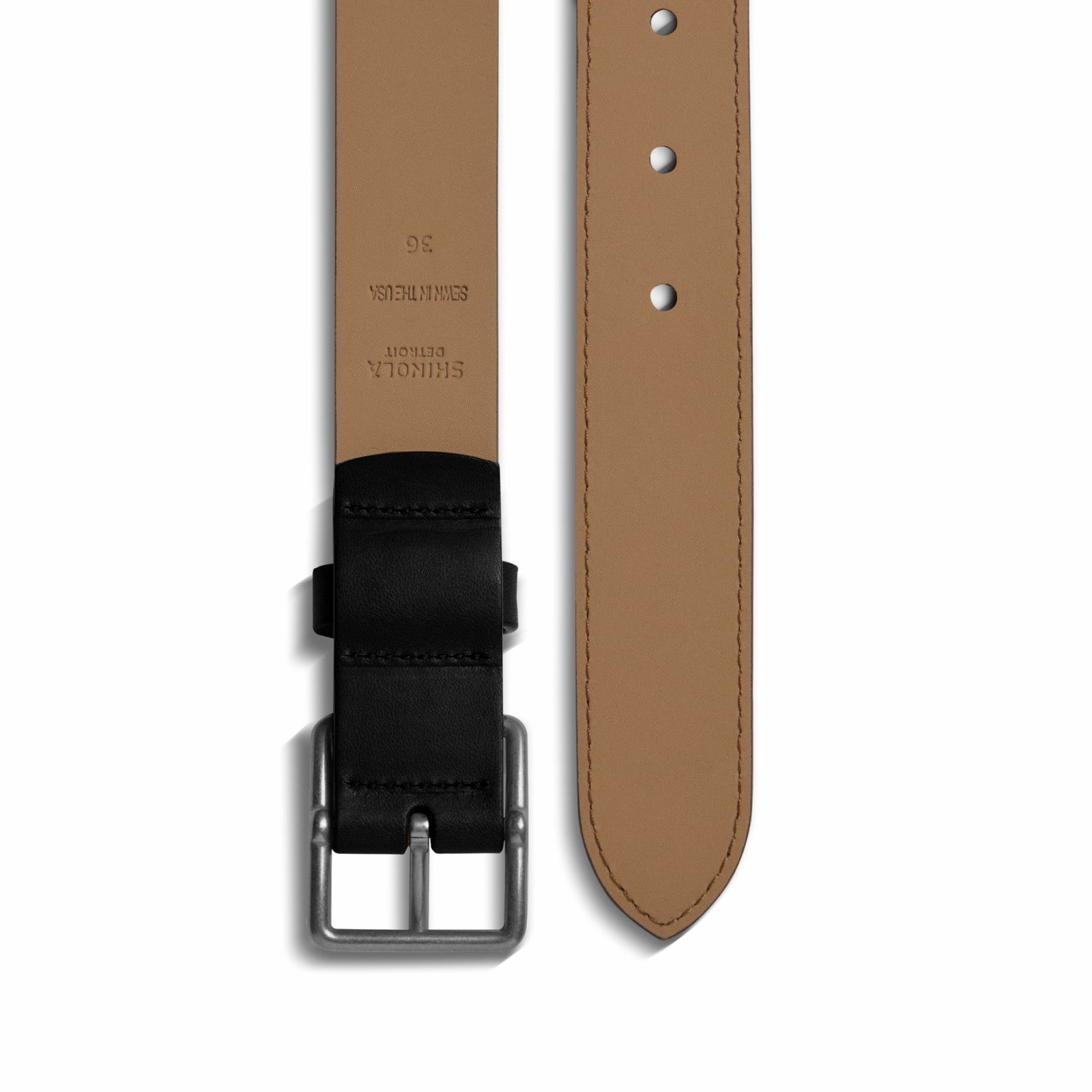 Shinola 1 1/4" Center Bar Buckle Belt - Black