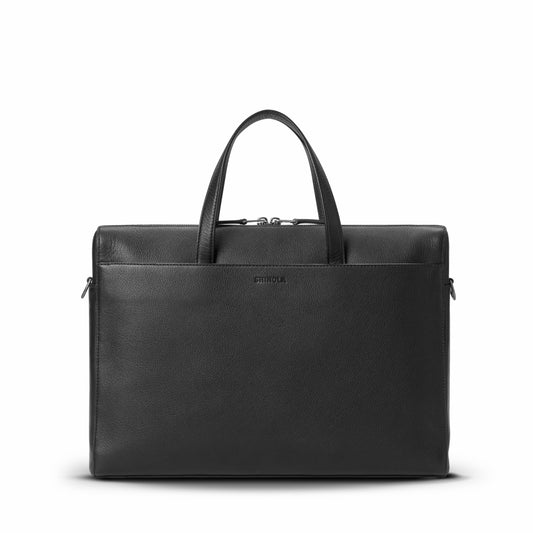 Shinola Canfield Briefcase - Black Pebbled Leather