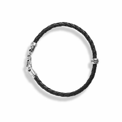 Shinola Single Wrap Woven Leather Bracelet - Black