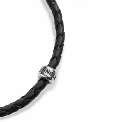 Shinola Single Wrap Woven Leather Bracelet - Black
