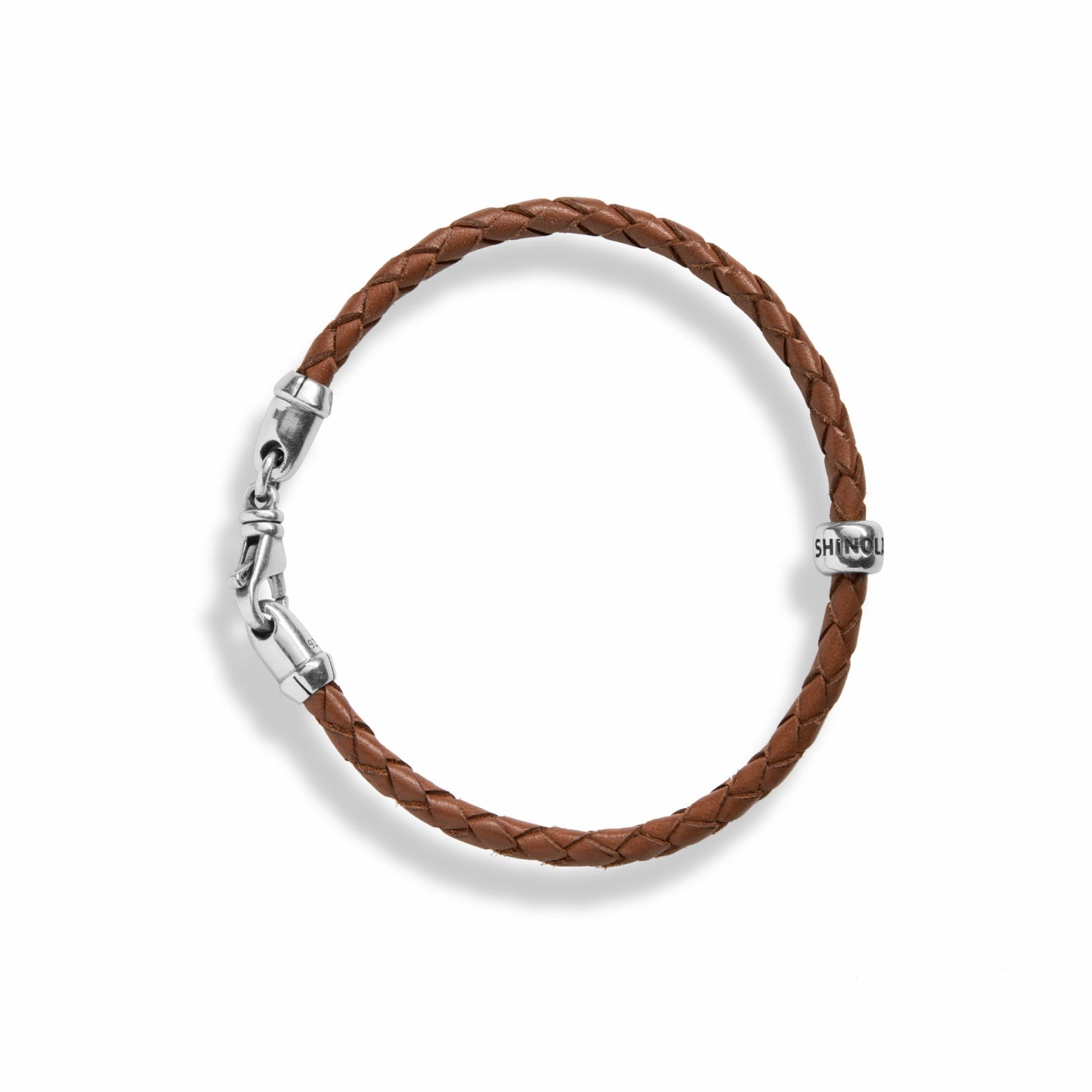 Shinola Single Wrap Woven Leather Bracelet - Tan