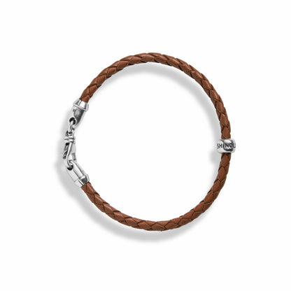 Shinola Single Wrap Woven Leather Bracelet - Tan