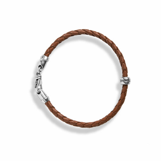 Shinola Single Wrap Woven Leather Bracelet - Tan