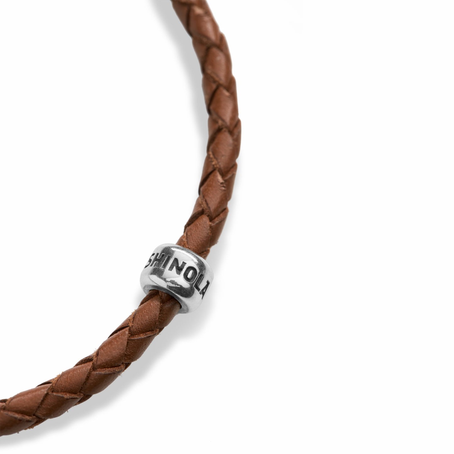 Shinola Single Wrap Woven Leather Bracelet - Tan