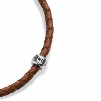 Shinola Single Wrap Woven Leather Bracelet - Tan
