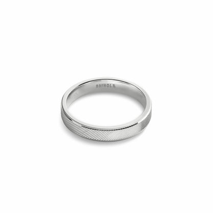 Shinola 4mm Diagonal Textured White Gold Band