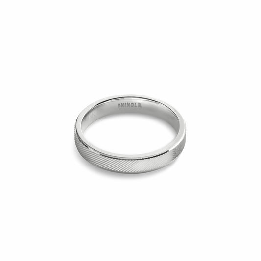 Shinola 4mm Diagonal Textured White Gold Band