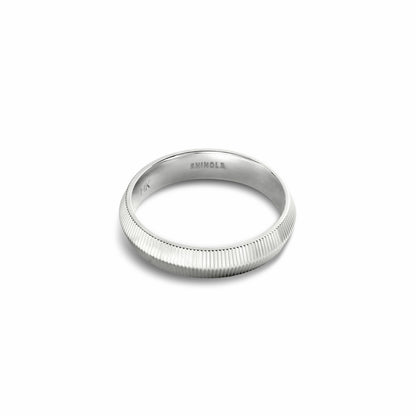 Shinola 4mm Textured Beveled White Gold Band