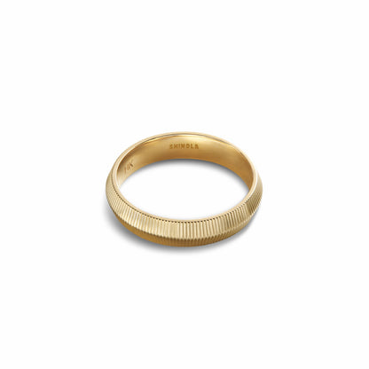 Shinola 4mm Textured Beveled Yellow Gold Band