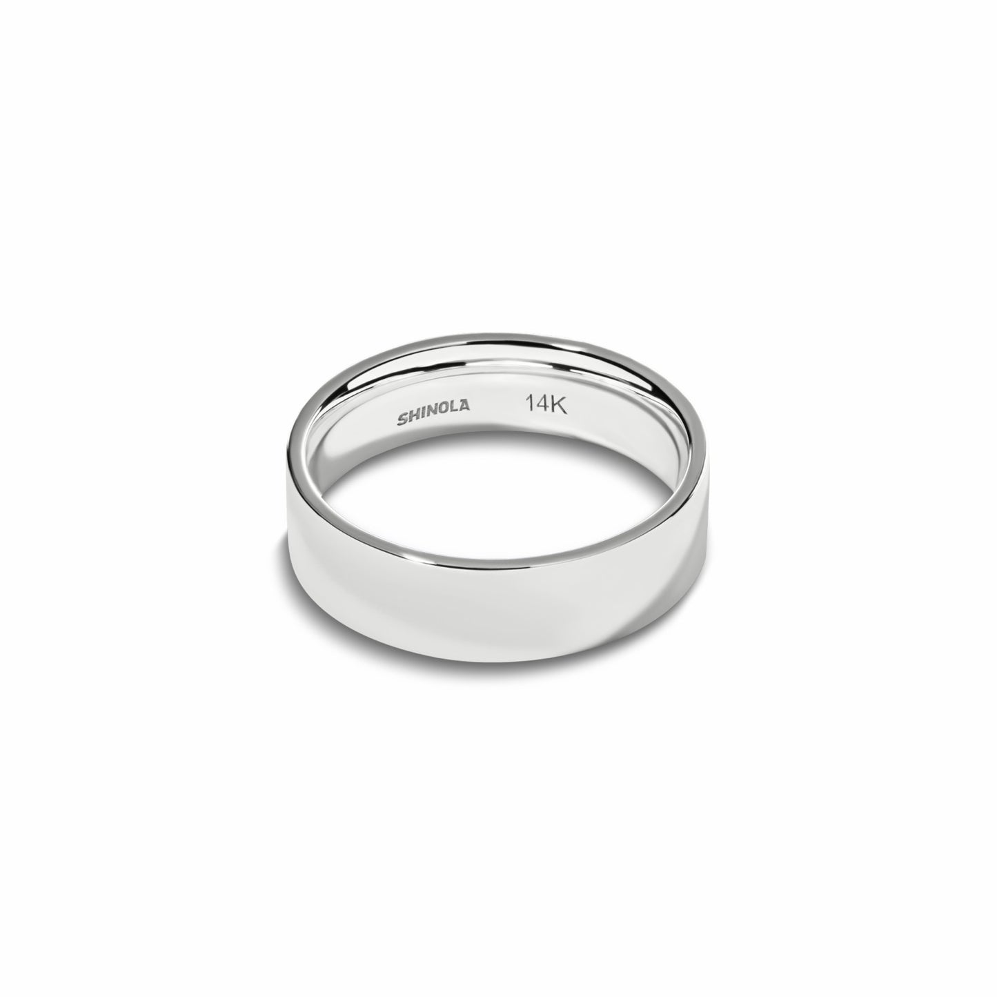 Shinola 6mm Flat White Gold Band
