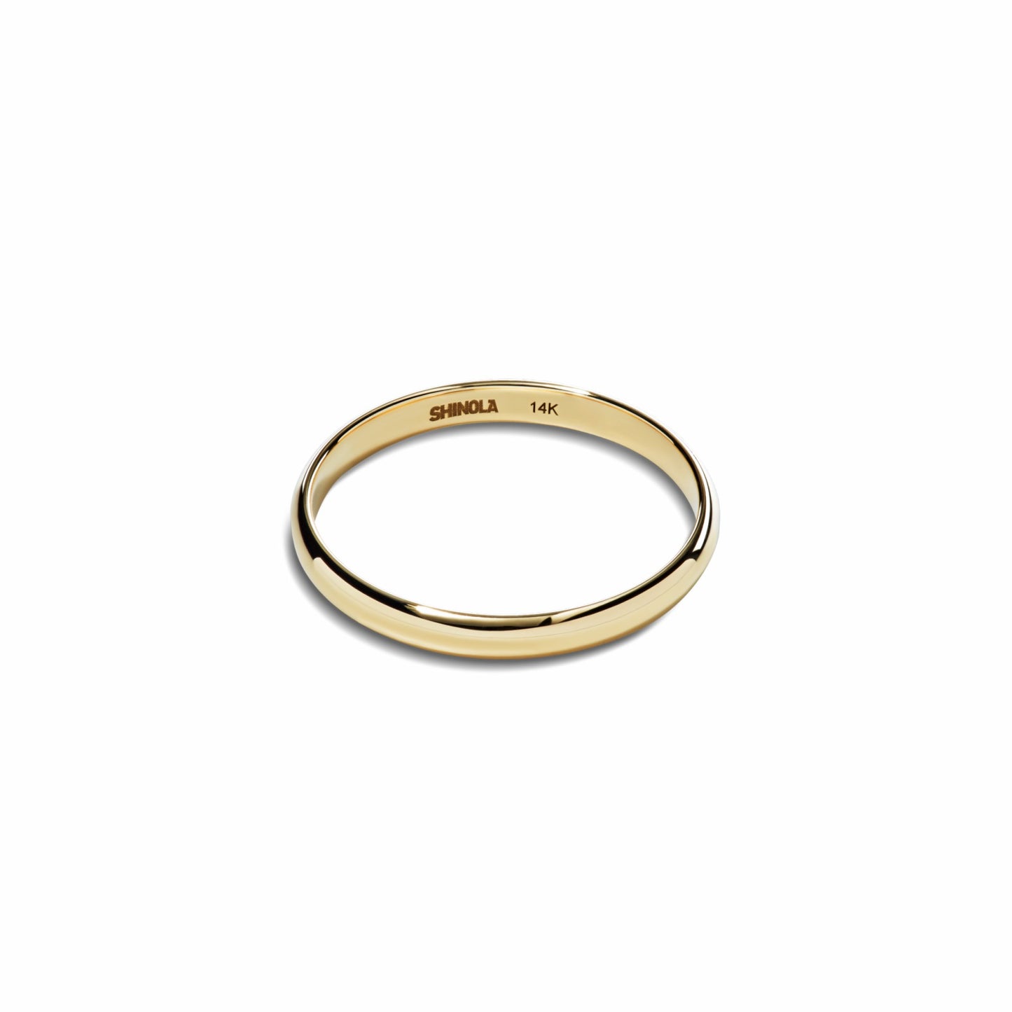 Shinola 2mm Round Yellow Gold Band