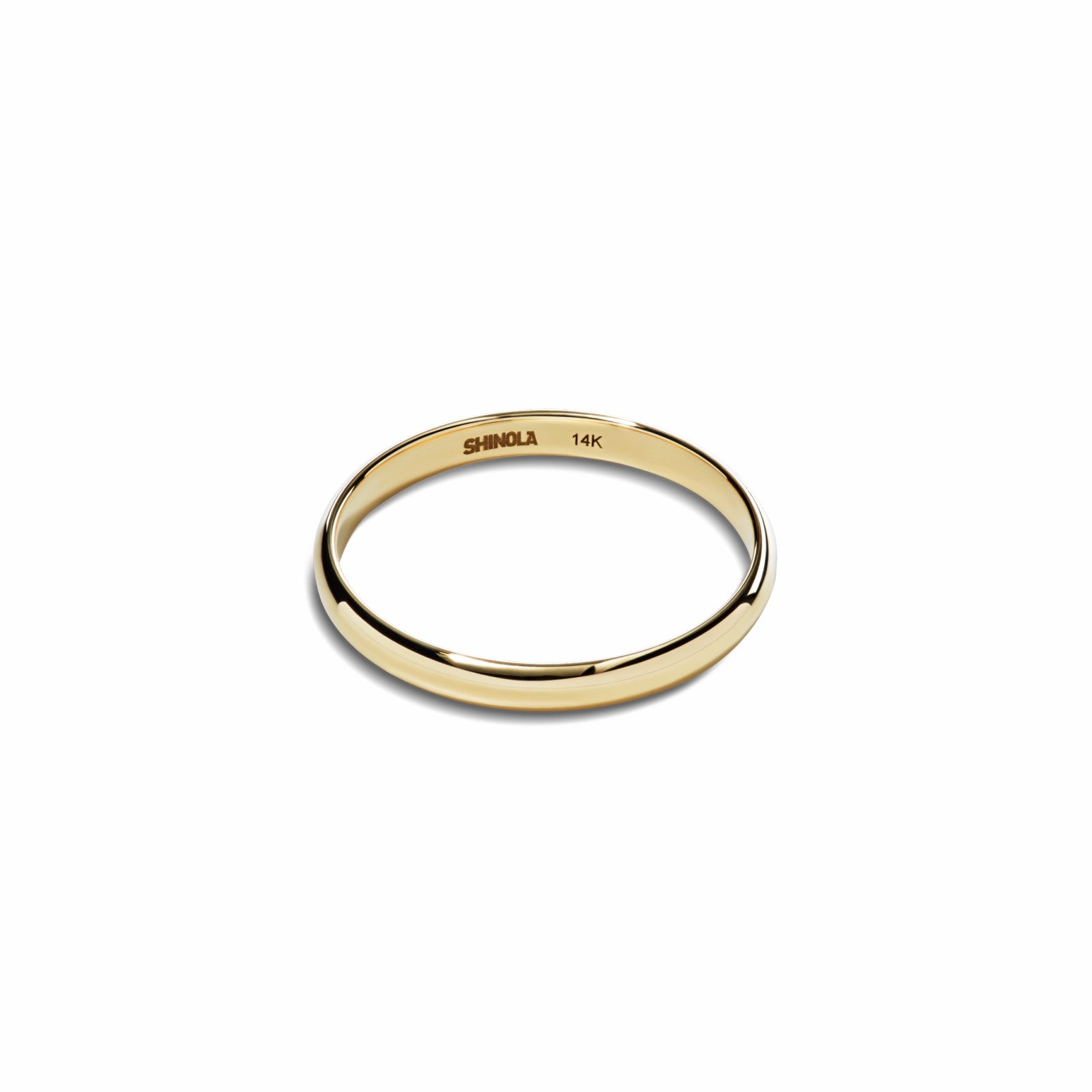 Shinola 2mm Round Yellow Gold Band