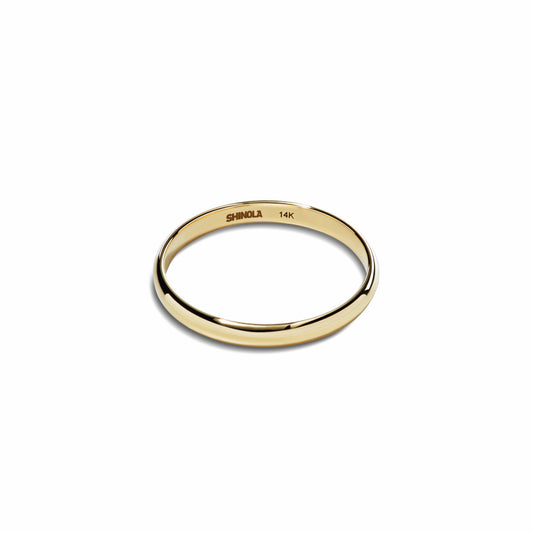 Shinola 2mm Round Yellow Gold Band