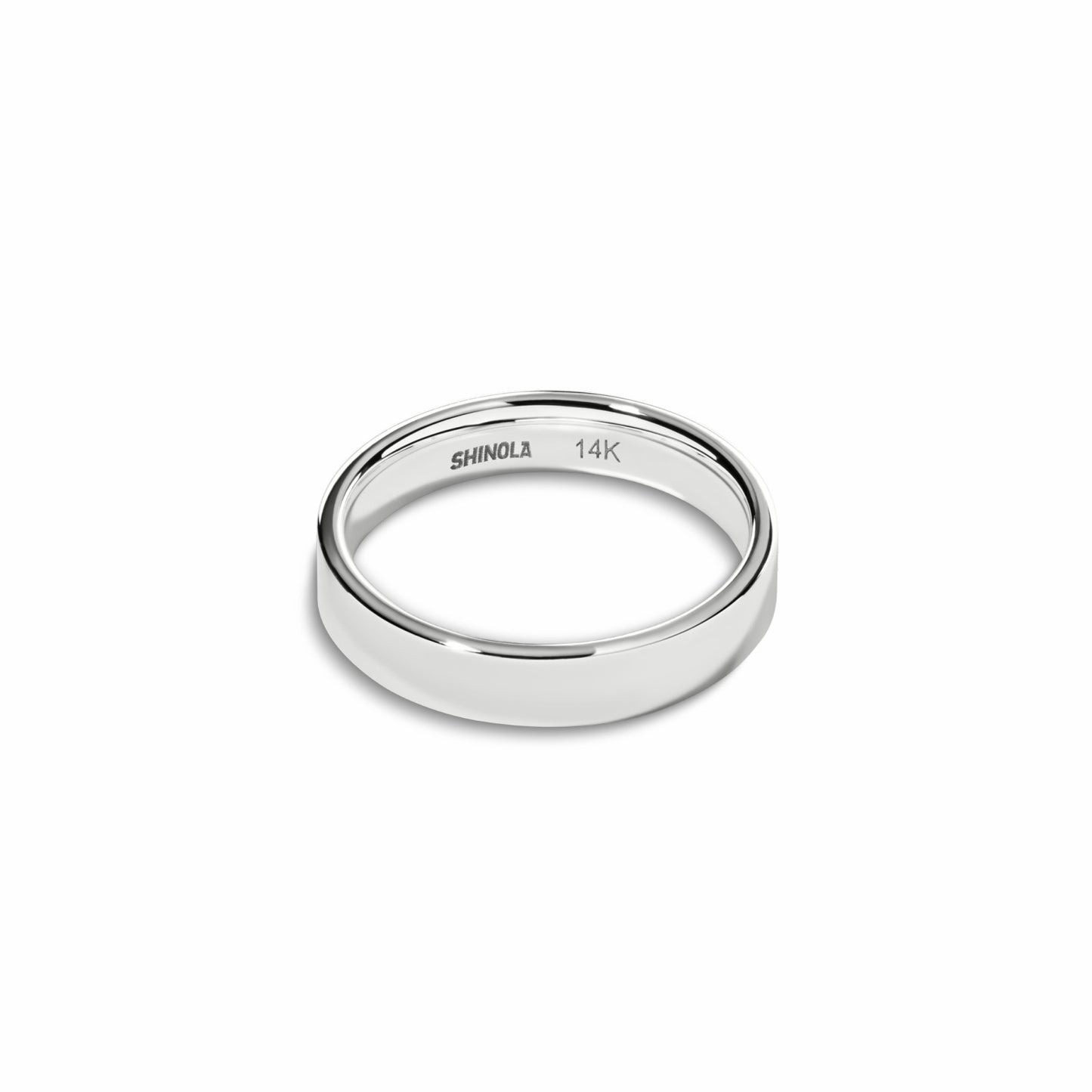 Shinola 4mm Flat White Gold Band