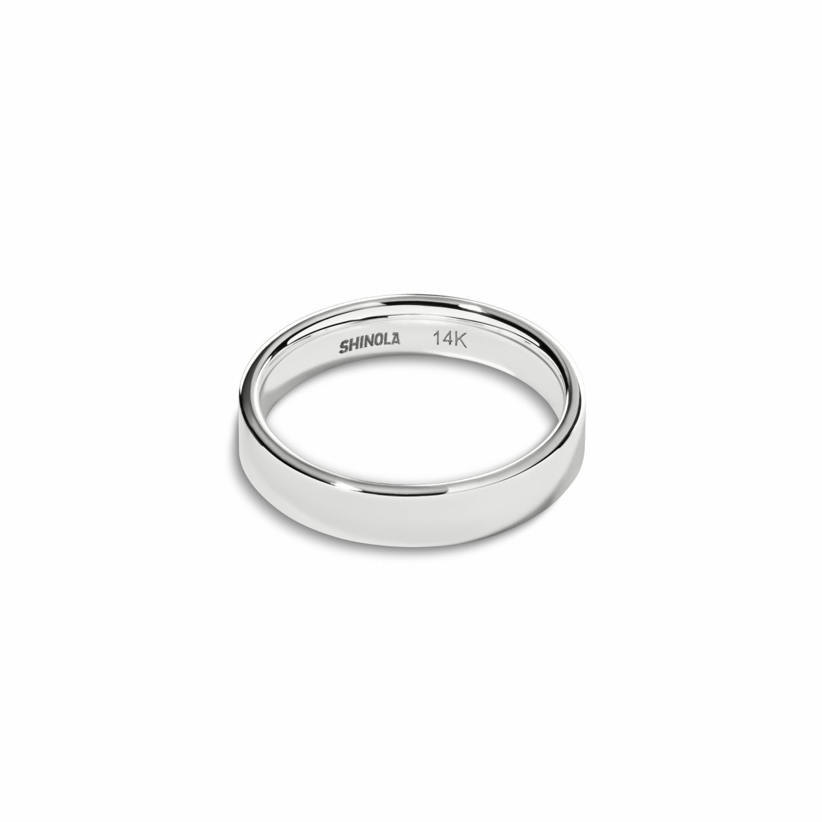 Shinola 4mm Flat White Gold Band