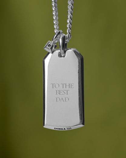 Shinola Ribbed Tag Necklace