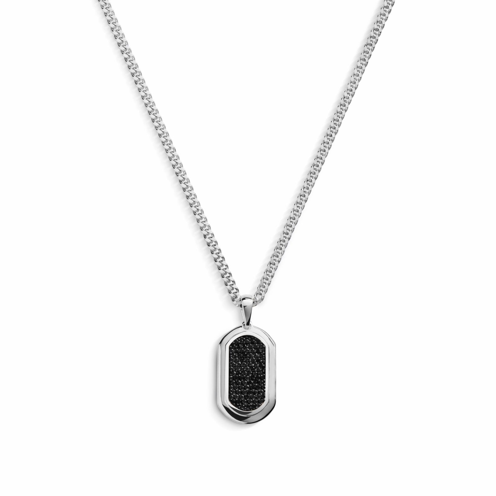 Shinola 21mm Black Diamond Pave Tag Necklace