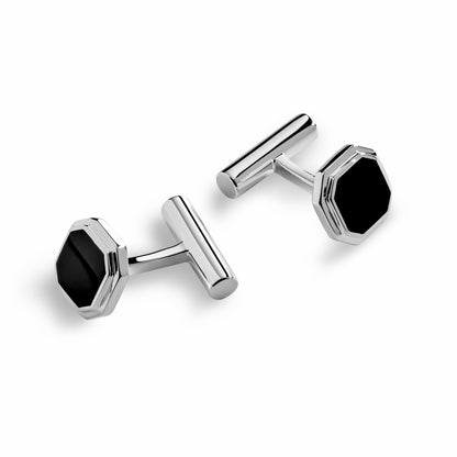 Shinola Octagonal Onyx Inlay Cufflinks