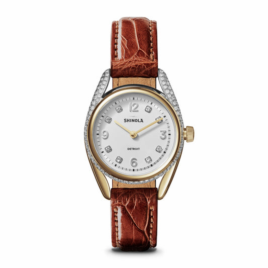 Shinola Diamond Derby Watch - Auburn Alligator Strap