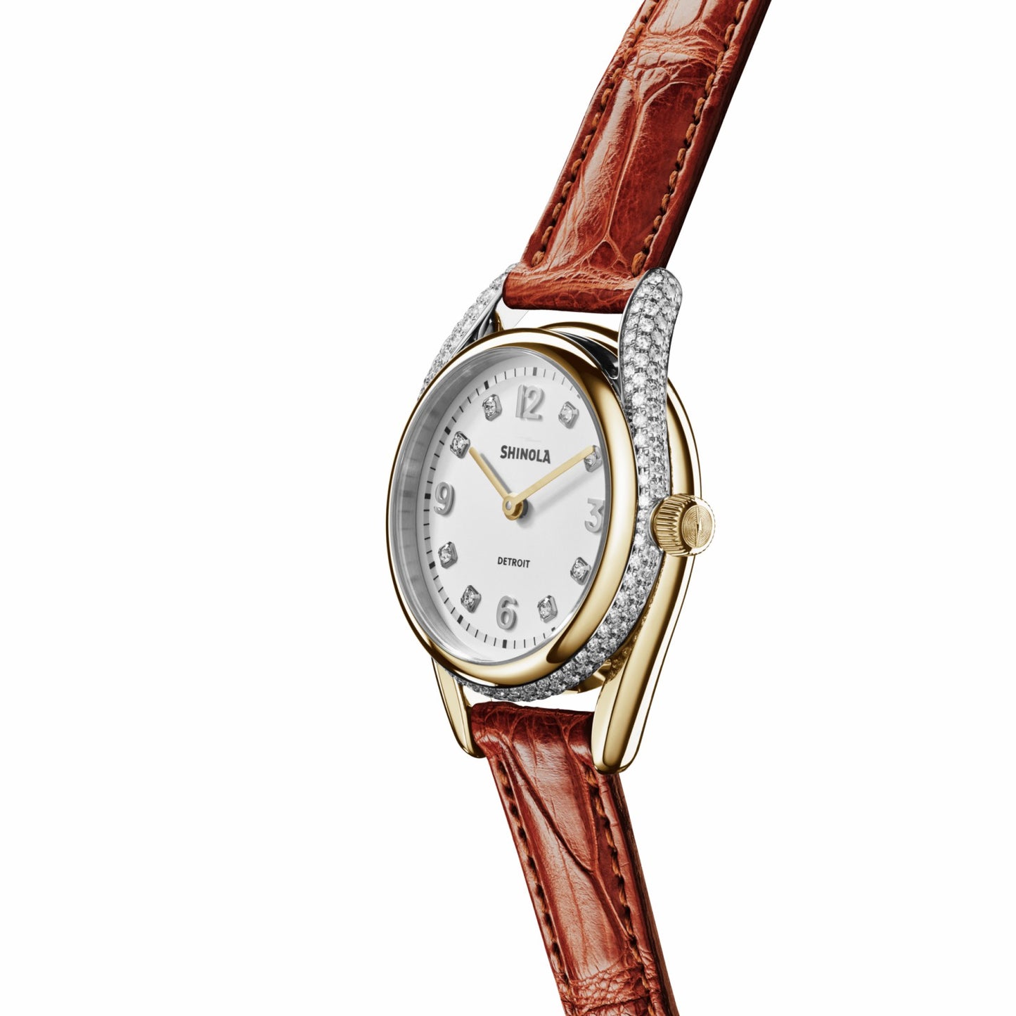 Shinola Diamond Derby Watch - Auburn Alligator Strap
