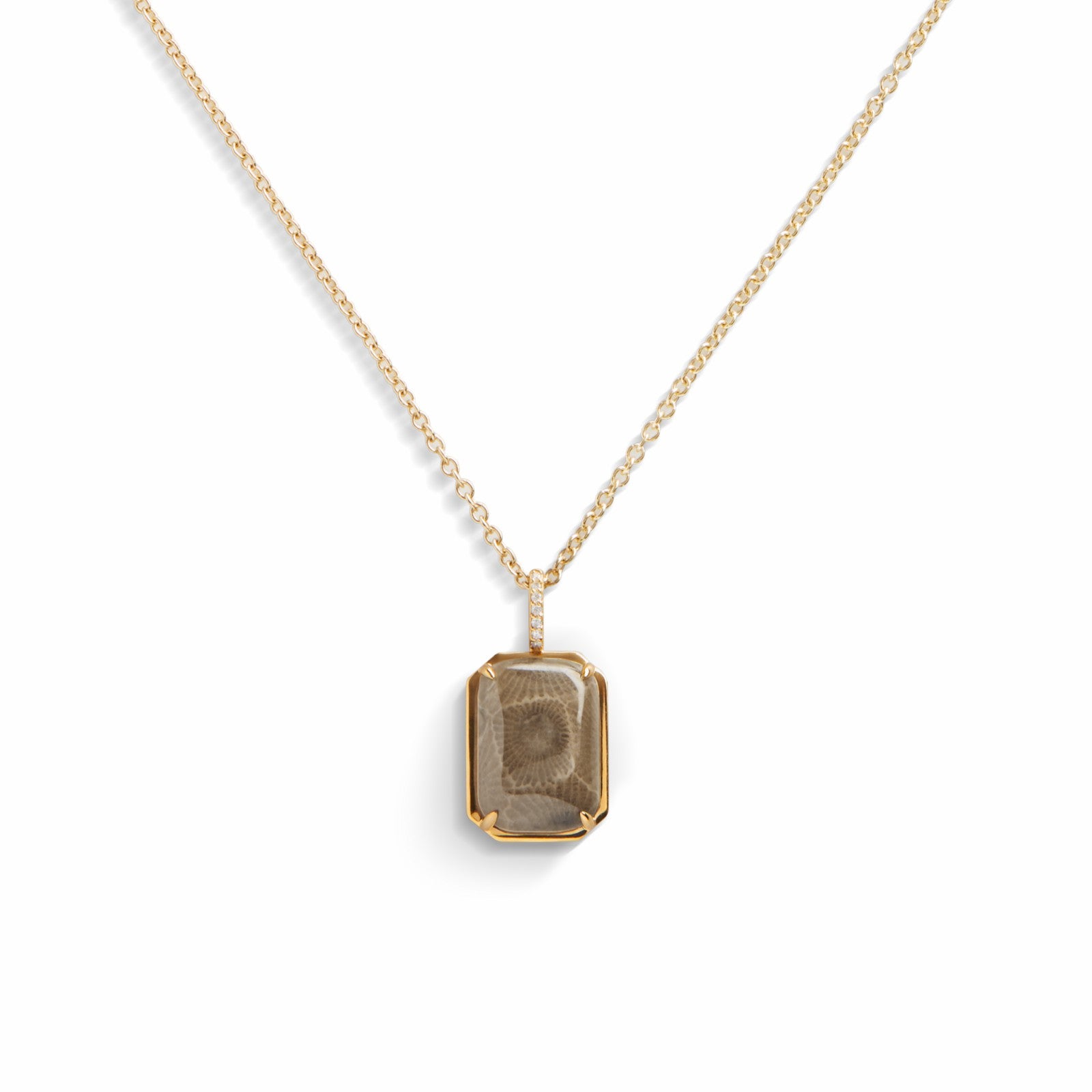 Shinola Petoskey Pendant Necklace with Pavé Diamond Bail
