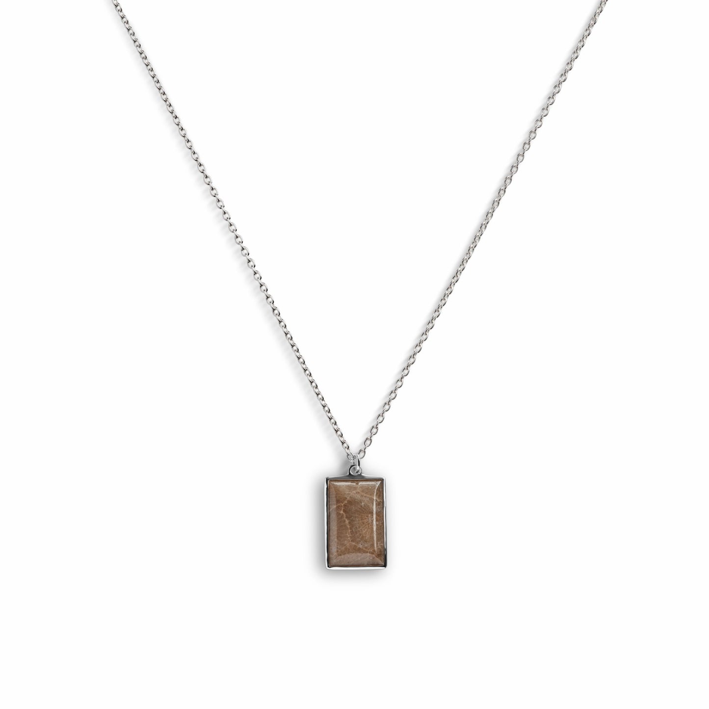 Shinola Rectangular Petoskey Stone Pendant Necklace