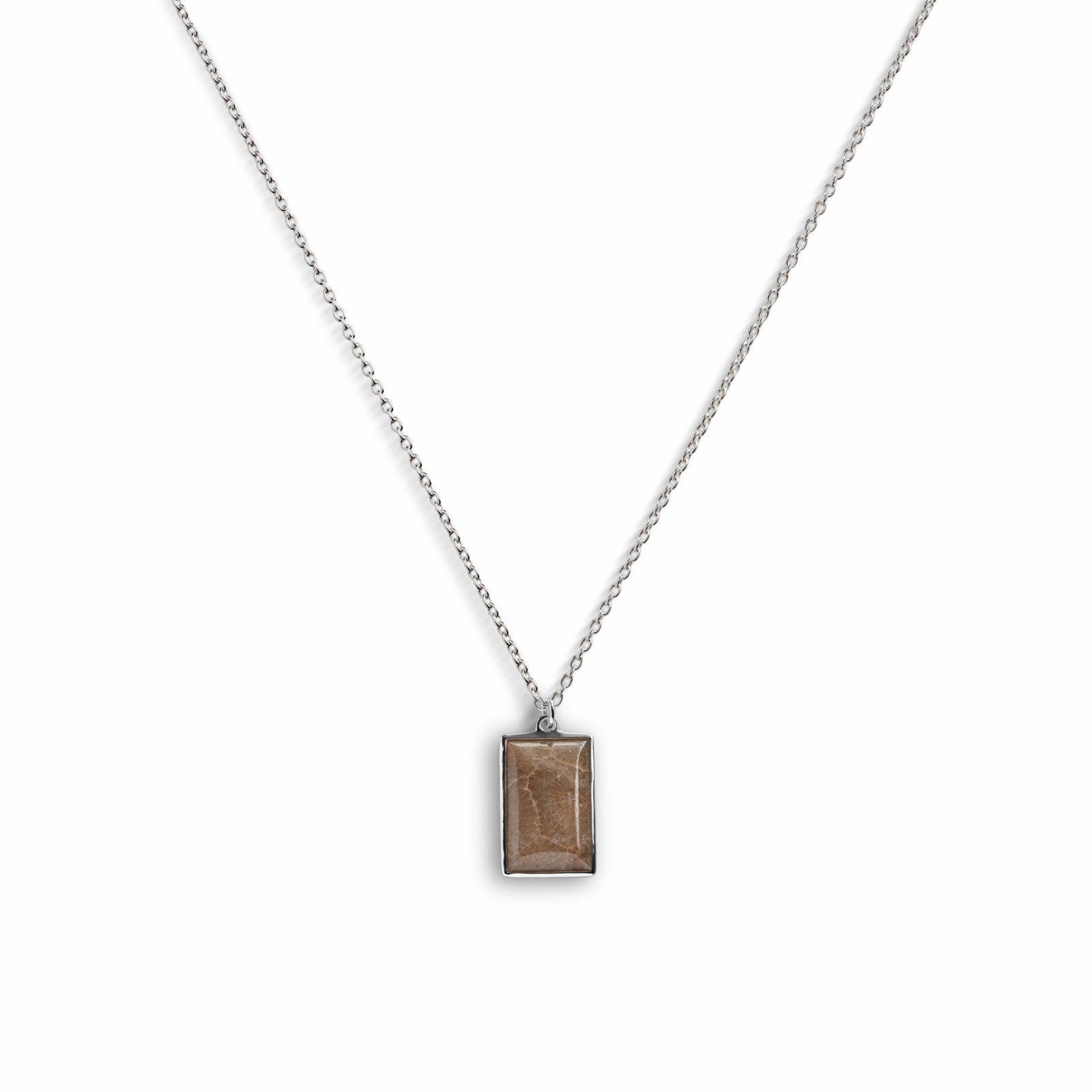 Shinola Rectangular Petoskey Stone Pendant Necklace