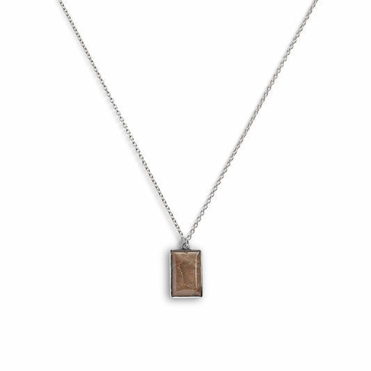Shinola Rectangular Petoskey Stone Pendant Necklace