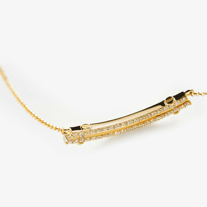 Shinola Diamond Pave Rivet Double Row Necklace | Shinola
