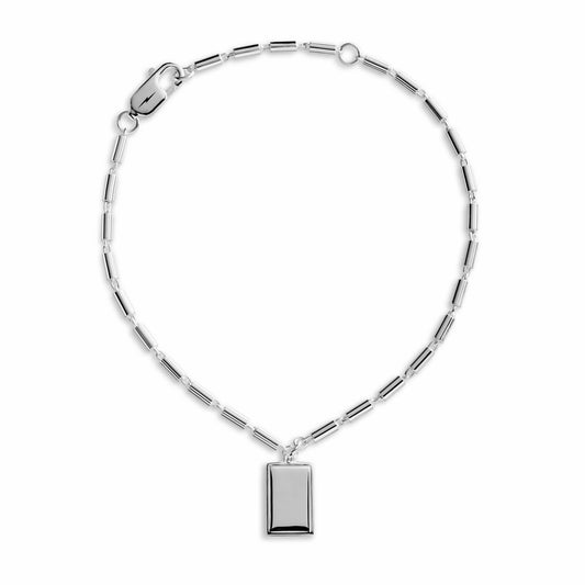 Shinola Petite Rectangular Tag Chain Bracelet