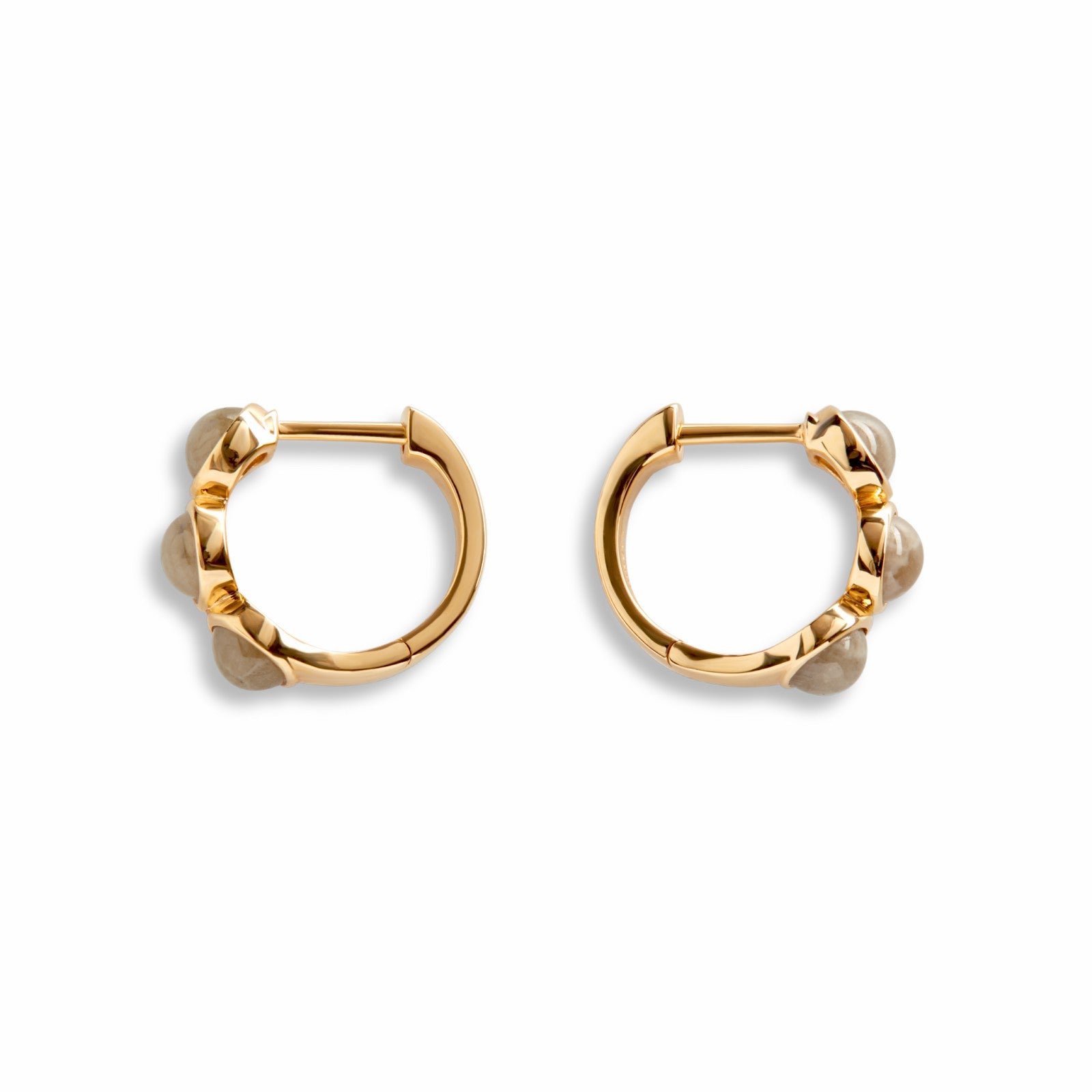 Shinola 3 Bead Petoskey Huggie Earrings