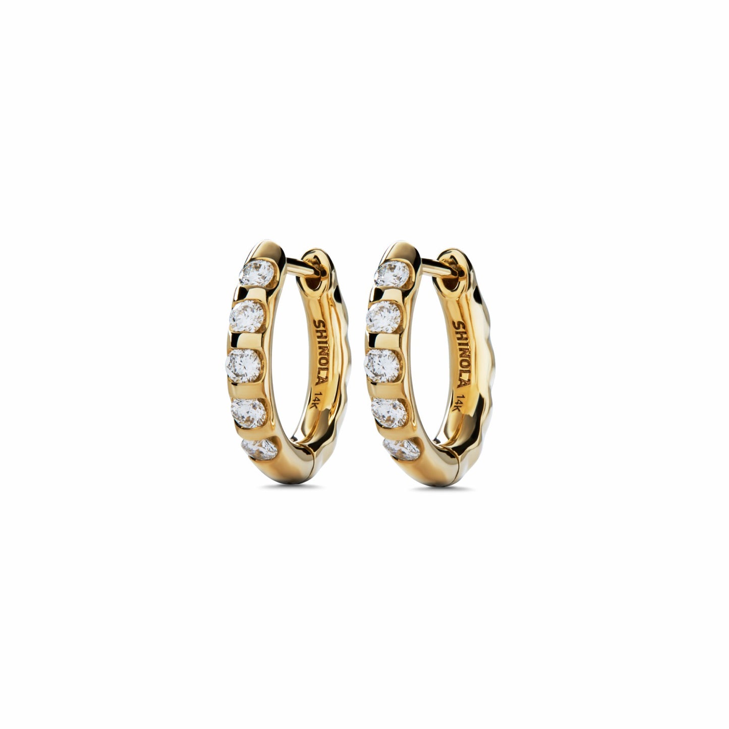 Shinola Diamond Petite Round Huggie Earrings | Shinola